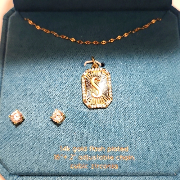 Unwritten Jewelry - Unwritten Initial Necklace and Earring box set